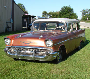1957 Chevrolet 210 wagon left front view long
