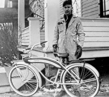 Unknown bicycle rider from Wisconsin 1940s